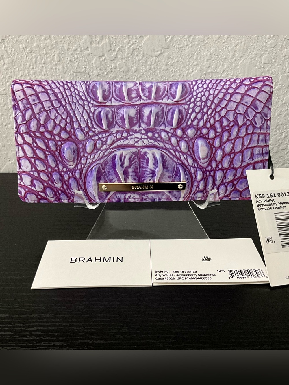 Brahmin Ady BOYSENBERRY MELBOURNE Slim Wallet W/Partial Eye NWT